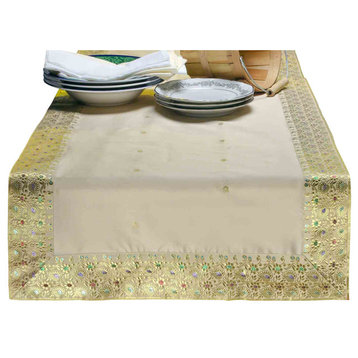 Gold - Hand Crafted Table Runner (India) - 14 X 84 Inches