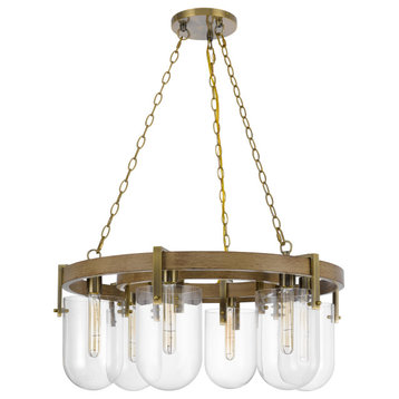 Stovall 60W metal/glass/birch wood hangin light, Fx-3812-6