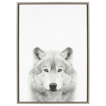 Sylvie Wolf Portrait Framed Canvas Wall Art by Simon Te Tai, Gray 23x33