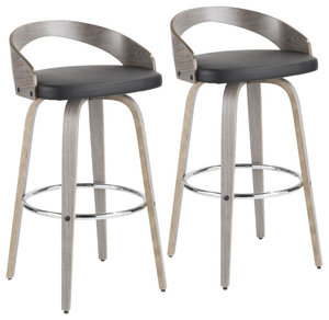 Lumisource Grotto Set Of 2 Barstool In Light Grey And Black B30-GROTTOR LGYBK2