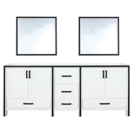 Lexora Home Ziva 84" Double Vanity with Mirrors in White