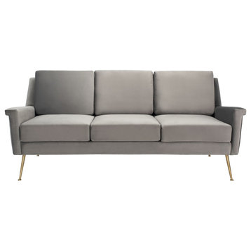 Safavieh Couture Peridot Velvet Modern Sofa, Dark Grey