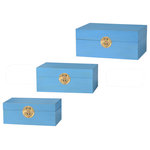 StyleCraft - Dann Foley Set of 3 Chinese-Style Wooden Keep Boxes Blue - Stylish and functional, with the StyleCraft Dann Foley chinese-style keep boxes - set of 3, you'll never lose track of your valuables again. These decorative keepsake boxes make for an excellent decor piece and staple for storing jewelry, photos and so much more.