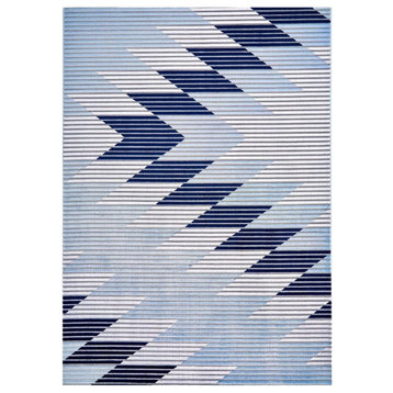 Weave & Wander Crowford Rug, Gray/Light Blue, 2'10"x8'
