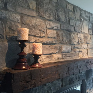 Custom stained 150 year old reclaimed mantel
