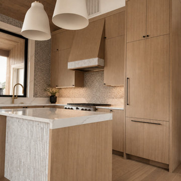 White Oak Kitchen - Custom Range Hood & Integrated Fridge - Bend, OR