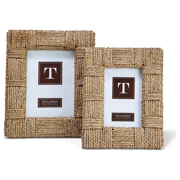 Two's Company Natural View Sea Grass Photo Frames, 4"x6", 5"x7", Set of 2