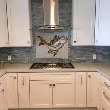 Kitchen Backsplash Mosaic Wall Art Aquatic Swimming Fish Mosaic For Kitchen Deco