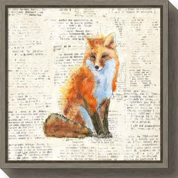 Canvas Art Framed 'Into the Woods IV no Border (Fox)' by Emily Adams 16"x16-in