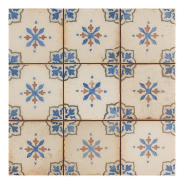 13"x13" Mirambel Ceramic Floor and Wall Tile, Case of 10, Azul