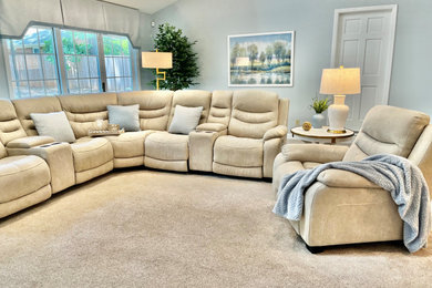 Inspiration for a huge transitional carpeted and beige floor sunroom remodel in Other with no fireplace and a skylight