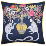 StyleCraft - Dann Foley Double Sided Pillow Floral Print and Maroon Velvet 24" X 24" - Bring pattern and eclectic style to your favorite chair or couch with this double sided pillow. The floral pattern is printed on linen with a solid maroon velvet backing and yellow velvet piping - down feather insert provides plushness. Depending on your mood for the night, you can flip this double sided pillow either which way you please. Due to the production process, there may be minor variations in shape, size, color, and finish.
