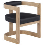 Meridian Furniture - Manchester Faux Leather Upholstered Dining Chair, Black, Natural Finish - Show off your wild side with this unique Manchester vegan leather dining chair from Meridian Furniture. Featuring a frame crafted out of solid rubber wood with a wire brushed natural finish, this chair makes a bold statement in any dining space. A soft black vegan leather cushion and backrest add comfort while you sit and dine, as well as give the chair a 'wild side' flavor. Its contemporary design works well in any living space.