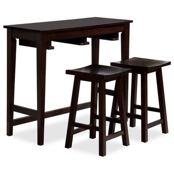 Furniture of America Elda Wood 3-Piece Counter Height Table Set in Gray