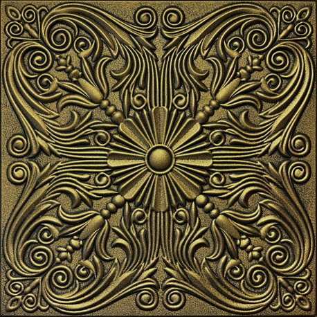 20"x20" R39 Styrofoam Ceiling Tile, Antique Brass