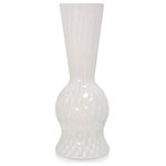 StyleCraft - StyleCraft White On White Swirl Murano Glass Vase AIT10019DS - This Murano glass vase pairs distinctive modern lines with timeless craftsmanship. The different shapes in this geometric piece are enhanced by the unique white on white swirl glass, which adds a sense of texture as well as movement. Tall but relatively slim, this vase would be a striking addition on a dining room table or living room mantel.