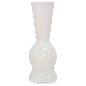 StyleCraft White On White Swirl Murano Glass Vase AIT10019DS