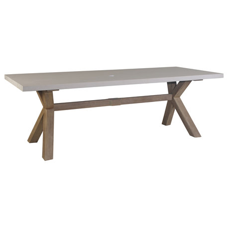Outdoor Interiors Ivory Composite and Eucalyptus Wash Dining Table