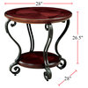 Wooden Table With Metal Frame, Brown Cherry Finish, End Table