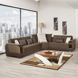 Modena Sectional Sofa in Sarp Chocolate by Casamode Furniture - Sectional Sofas