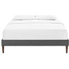 Tessie Queen Upholstered Fabric Bed Frame With Squared Tapered Legs, Gray