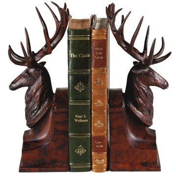 Bookends Bookend MOUNTAIN Lodge Pair of Deer Head Resin Hand-Cast