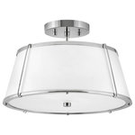 HInkley - Hinkley Clarke 15" Semi-Flush Mount Ceiling Light, White + Polished Nickel - Clarke effortlessly blends traditional style elements into an elegant, transitional silhouette for a fresh and captivating design. The metal shades with contrasting arches lend an architectural beauty to any space or decor.