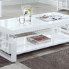 Rectangular Coffee Table with Shelf, White