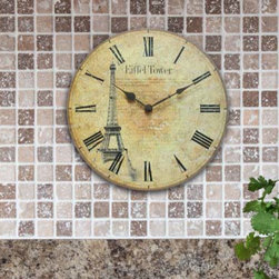 Effiel Tower Tribute Decorative Antique Designed Dial Clock - Wall Clocks