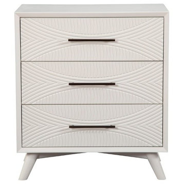 Benzara BM186169 3 Drawers Wood Small Chest with Splayed Legs, White