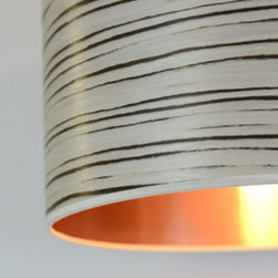 White Stripe Drum Pendant - Pendant Lighting