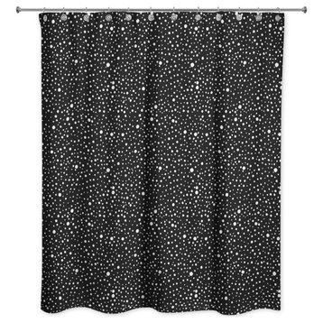 Black White Snow Dot Pattern 1 71x74 Shower Curtain