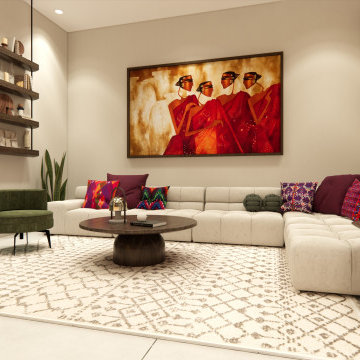 Modern-Mid Century - Indian-Living and entraceand hallway - Hainault- London