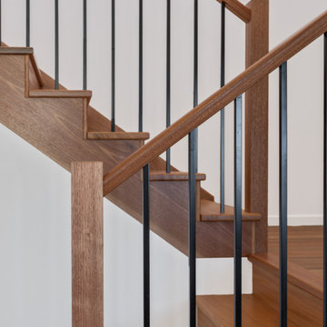 Timber and black steel stair balustrade