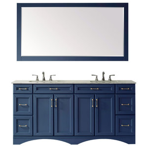 Brittany 72 Double Vanity Victory Blue Base Cabinet Only Transitional Bathroom Vanities And Sink Consoles By Lu Kitchen Bath Houzz Brittany 72 Double Vanity Victory Blue, 72 Brittany Double Bathroom Vanity Victory Blue