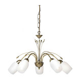 Antique Brass Effect Plate & White Glass 5lt Pendant 40W