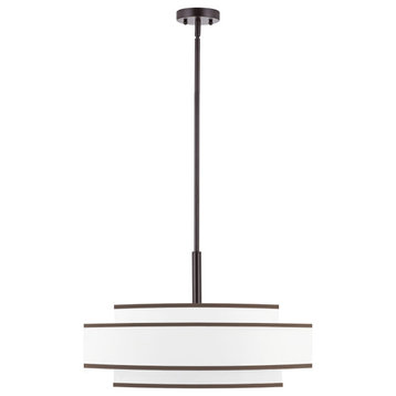 5-Light Dimmable Drum Chandelier with Double Shades, Bronze