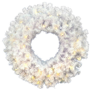 Vickerman Crystal White Spruce Wreath, 30", Frosted LED Lights