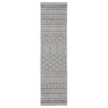 Courtyard Cy8168-37621 Southwestern Rug, Black and Gray, 4'0"x4'0" Square