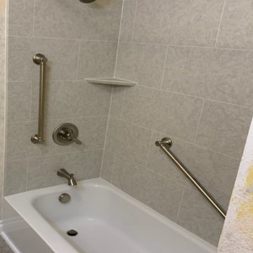 Roman Stone Shower with Roman Block simulated tile