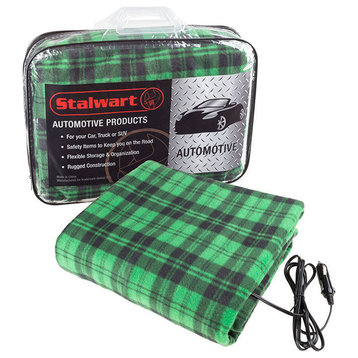 Electric Heater Car Blanket, 12 Volt by Stalwart, Green and Black