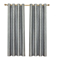 Royal Tradition - Laguna 100% Polyester Jacquard Grommet Curtains, Set of 2, Blue, 104"x84" - Curtains