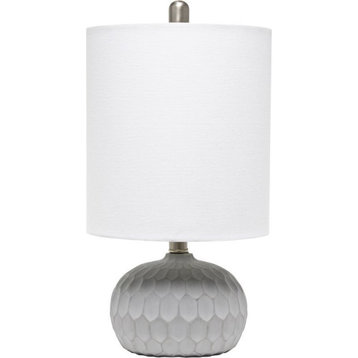 Lalia Home Concrete Thumbprint Table Lamp in Concrete Gray with White Shade