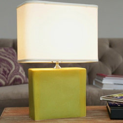Rectangular Ceramic Lamp in Olive Green - Table Lamps