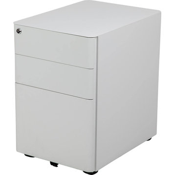 Modern Filing Cabinet, Mobile Design With 3 Lockable Drawers, White