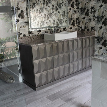 Custom Geometric Vanity & Matching Window Seat