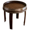 Banded Wine Barrel Side Table, Red Mahogany Finish