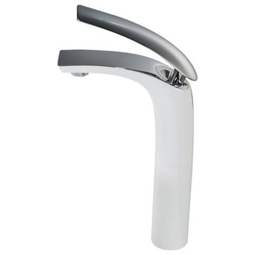 Dowell 8001/018 Series Single Handle Vessel Bathroom Faucet, Chrome With White