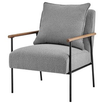New Pacific Direct Quinton 19.5" Fabric Plywood Accent Arm Chair in Gray