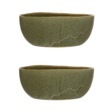 Stoneware Bowl, Reactive Glaze, 2-Piece Set